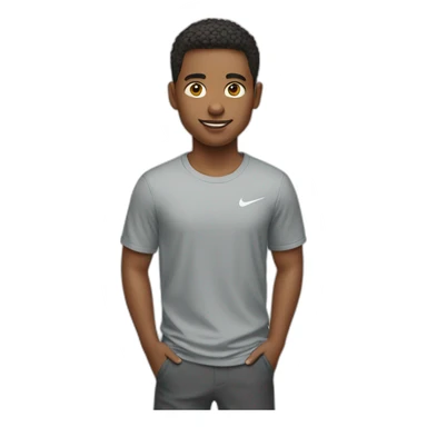 A young man wearing a Nike sticker