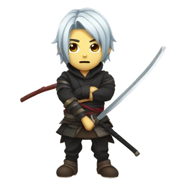 anime style emoji holding a katana  DEMON SLAYER ANIME  sticker