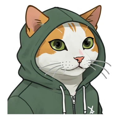 A cat wearing a hoodie sticker
