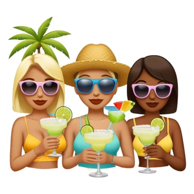 3 friends on the beach drinking margaritas  sticker