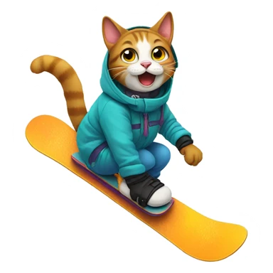 Snowboarding cat sticker