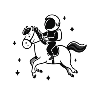 astronaut on horseback with stars in background sticker