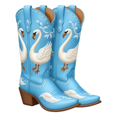 Light blue cowgirl boots with swans on them sticker