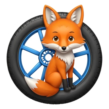 zorro naranja con una llanta sticker