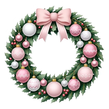 Light pink and white christmas wreath sticker
