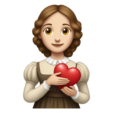 Charlotte Bronte holds a heart in her hand sticker