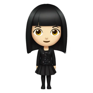white women wearing goth outfit with black straight hair and bangs sticker
