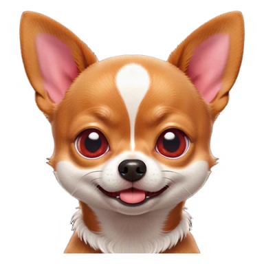 Cinematic Comical Red/White Short Haired Chihuahua Portrait Emoji, Head tilted dramatically with an exaggeratedly shocked or offended expression, short red and white fur with a striking contrast, wide, expressive dark eyes filled with exaggerated disbelief, Simplified yet hilariously expressive features, highly detailed, glowing with a slightly sassy glow, high shine, dramatic yet playful, stylized with an air of attitude, bright and endearing, soft glowing outline, capturing the essence of a sassy and over-the-top pup, so meme-worthy it feels like it could side-eye its way into internet fame instantly! sticker