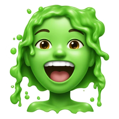 a girl laughing with snot and slime on her head sticker