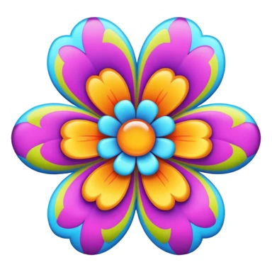 3D, Groovy psychedelic hippie style flower sticker