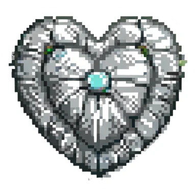 a heart made of stone, pixel art sticker