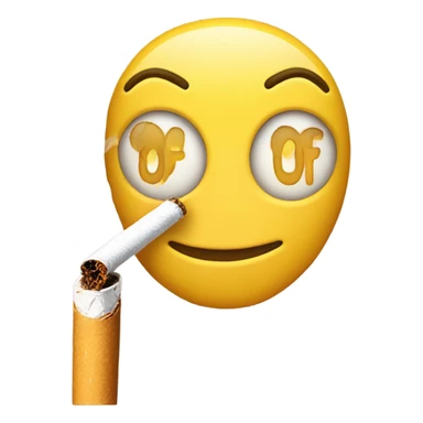 Smiling face smoking cigarette with the word oof sticker