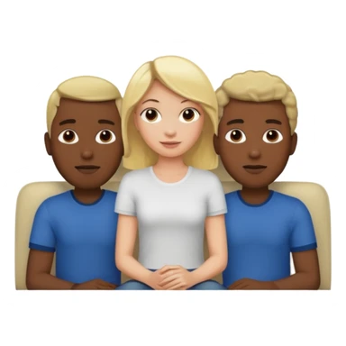 couch, naked people sitting: blonde female, 2 black males sticker