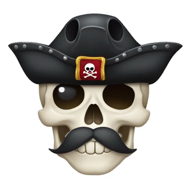 skull with a mustache with an eye patch in a pirate cocked hat sticker