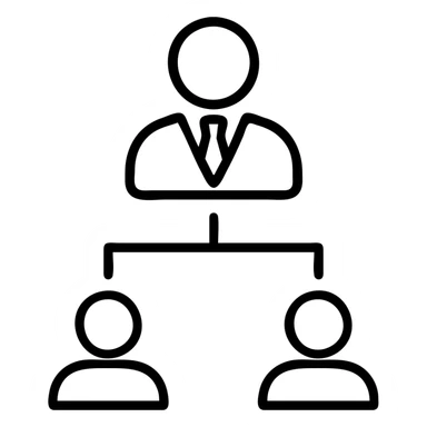 Business owner employer with employee organizational chart sticker