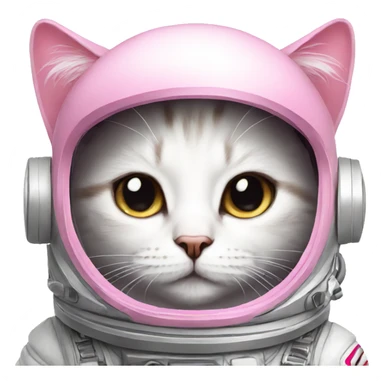 astronaut cat with a pink bow sticker