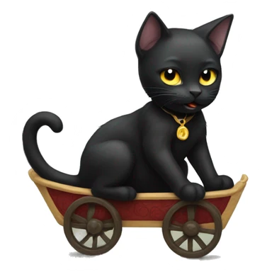 Black cat riding horae sticker
