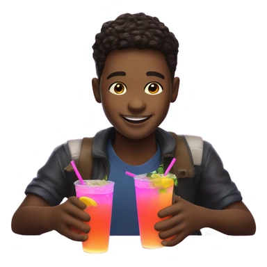 smiling boys in neon lights holding drinks sticker