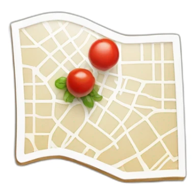 map marker shape, "food", white bg, w h 80% sticker