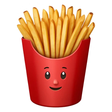 simple red fries container with fries inside, no faces, no logos, no extras, just the container and fries, stylized sticker