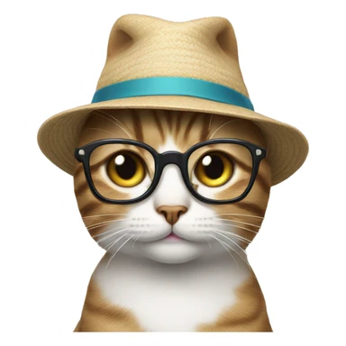 Cat with glasses and hat  sticker