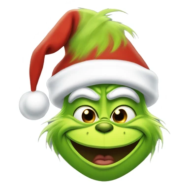 Grinch wearing a Santa hat and smiling  sticker