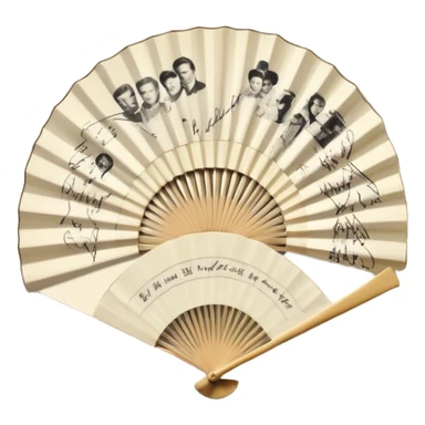 Icon for Autograph Collecting: several vintage sheets in frames arranged in a fan-like pattern, each with a famous celebrity signature. The icon should reflect the charm of collecting autographs in a nostalgic, elegant style. Transparent background. sticker