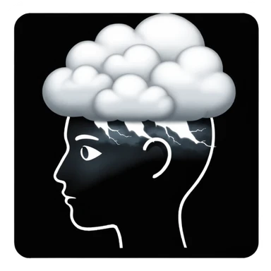 silhouette of a head with a storm cloud inside sticker