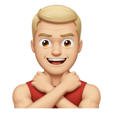 Arms crossed around neck angry laughing guy sticker