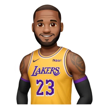 lebron in a lakers jersey but he is 1000 ft next to a building sticker