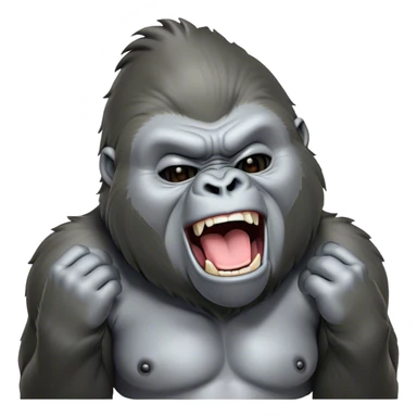 Cinematic Cute Yawning Silverback Gorilla Portrait Emoji, Head tilted slightly with a dramatic, wide-open yawn, showcasing a formidable build with a silvery mane and drowsy, half-closed eyes, Simplified yet irresistibly adorable features, highly detailed, glowing with a soft, cozy jungle glow, high shine, relaxed yet expressive, stylized with a dash of whimsical primate charm, soft glowing outline, capturing the essence of a drowsy yet affectionate guardian that appears ready to stretch out for a nap! sticker