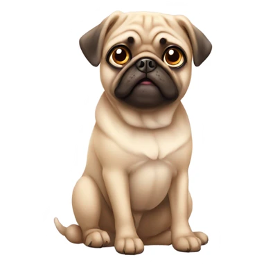 Cute beige pug sitting waiting for a treat, big eyes sticker