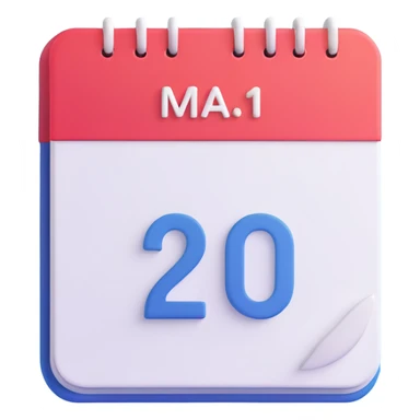 calendar icon, 3D style, vibrant and eye-catching sticker