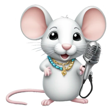 mouse with a microphone and necklace  sticker