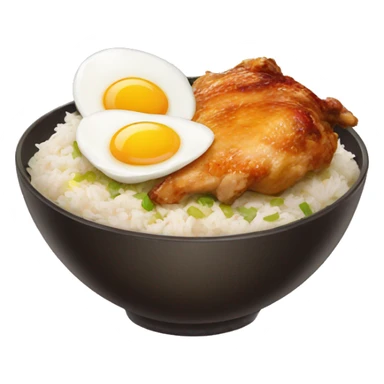 chicken thigh rice bowl with two eggs sticker