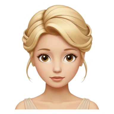Cinematic Realistic Rococo Portrait, depicted with lifelike skin texture, subtle rosy undertones, and soft natural lighting that enhances the gentle contours of her face. Her intricately detailed golden blonde hair is elegantly styled in an updo, with delicate wisps framing her face.  sticker