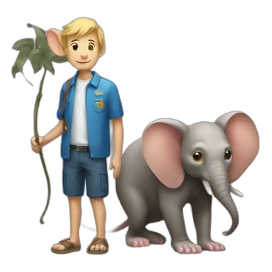 Un rat avec un éléphant et un singe sticker