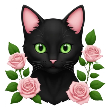Chat noir et blanc avec des yeux verts et l' intérieur des oreilles roses sticker