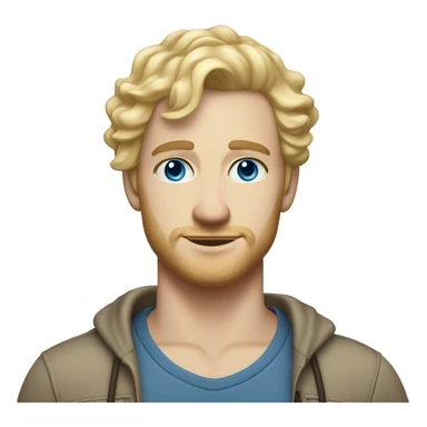 full body standing light curl blonde 30yo man blue eyed pale skin sticker