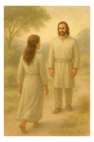 donna che va dall'uomo perchè si sente al sicuro e lo vede come una guida sticker