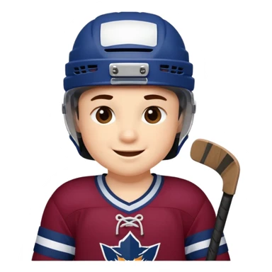 Cute cartoon hockey player sticker pack, wearing бордовый and темно синий uniform, for a children's team. sticker