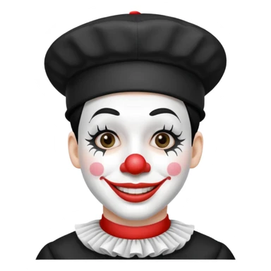 black and white mime clown emoji with white makeup and costume sticker