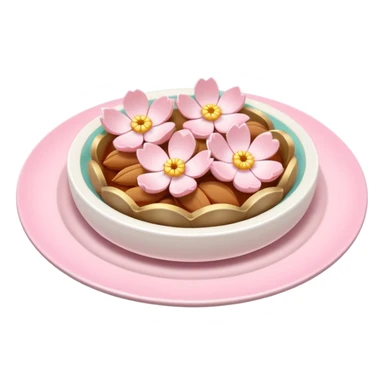 Sakura flower food dish meal on a beautiful pastel plate sticker