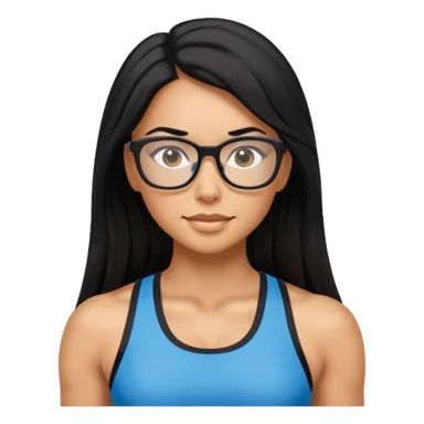 Mujer fitness con lentes y cabello largo negro sticker
