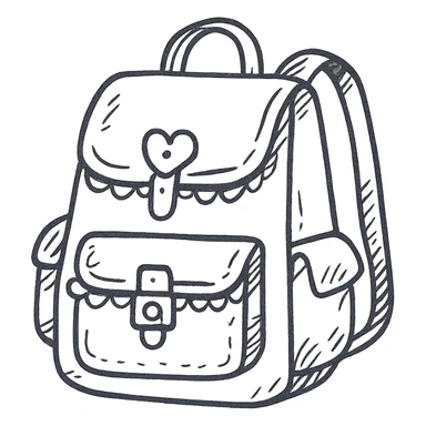 pink and black gothic backpack, sketchy, whimsical, gothic lace accents sticker