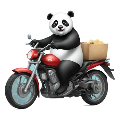 panda on a motorcycle with bags of food VILKI-PALKI sticker