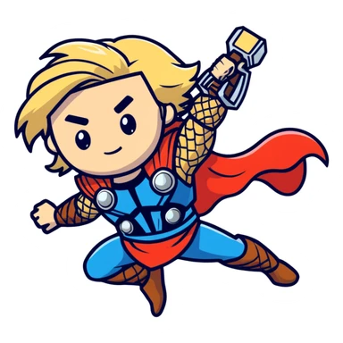 thor with flowing blonde hair sticker