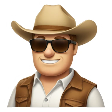 Peter Griffin wearing sunglasses and a cowboy hat sticker