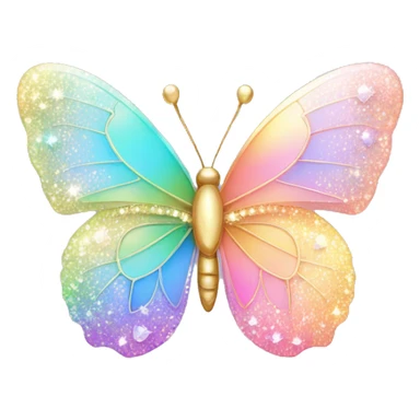 Sparkly Pastel rainbow-gradient iridescent crystal butterfly sticker