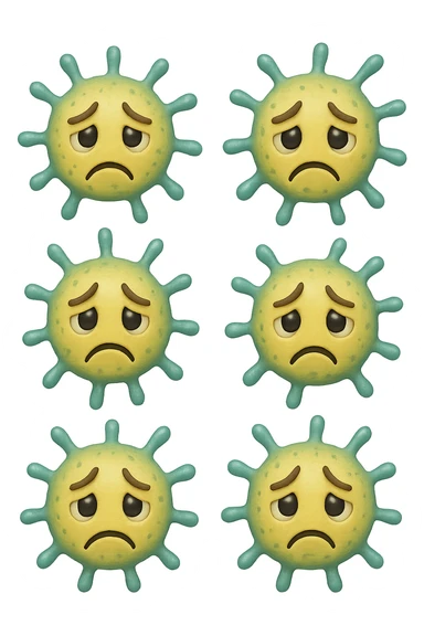 EMOJI STILE IPHONE DI 6 BATTERI INTESTINALI tristi CHE FLUTTUANO IN ARIA IPERREALISTICO 4K sticker